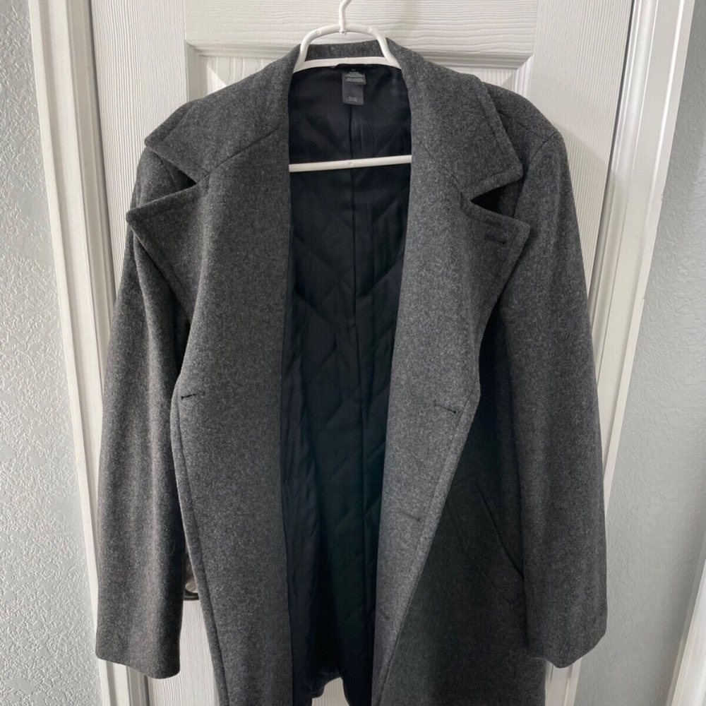 Claiborne Men's Grey Peacoat Wool Blend - Size M